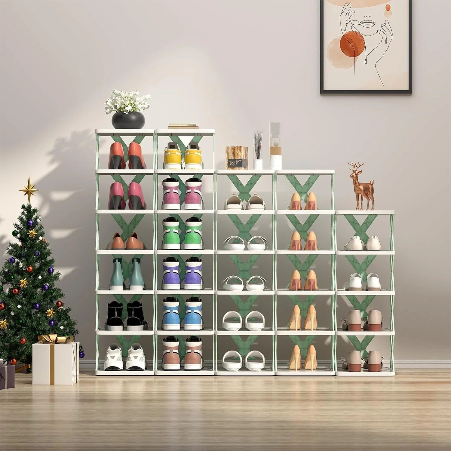 Stackable Narrow Shoe Rack - 6-Tier Storage Organizer for Small Spaces
